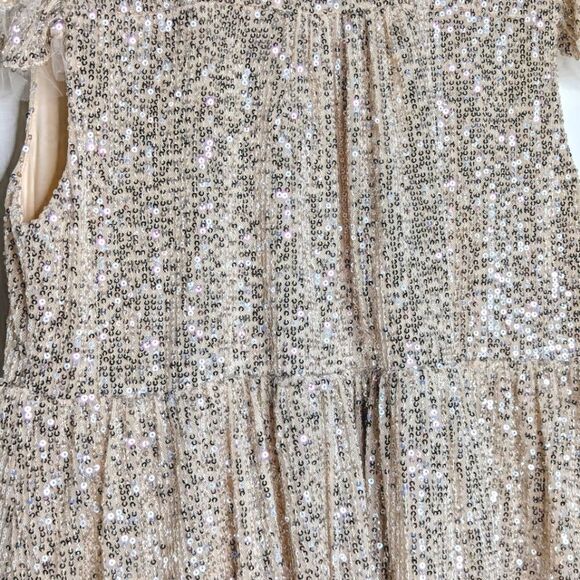 M by MNK Blush Sequined Cap Sleeve Babydoll Cocktail Mini Dress size L - Picture 12 of 16